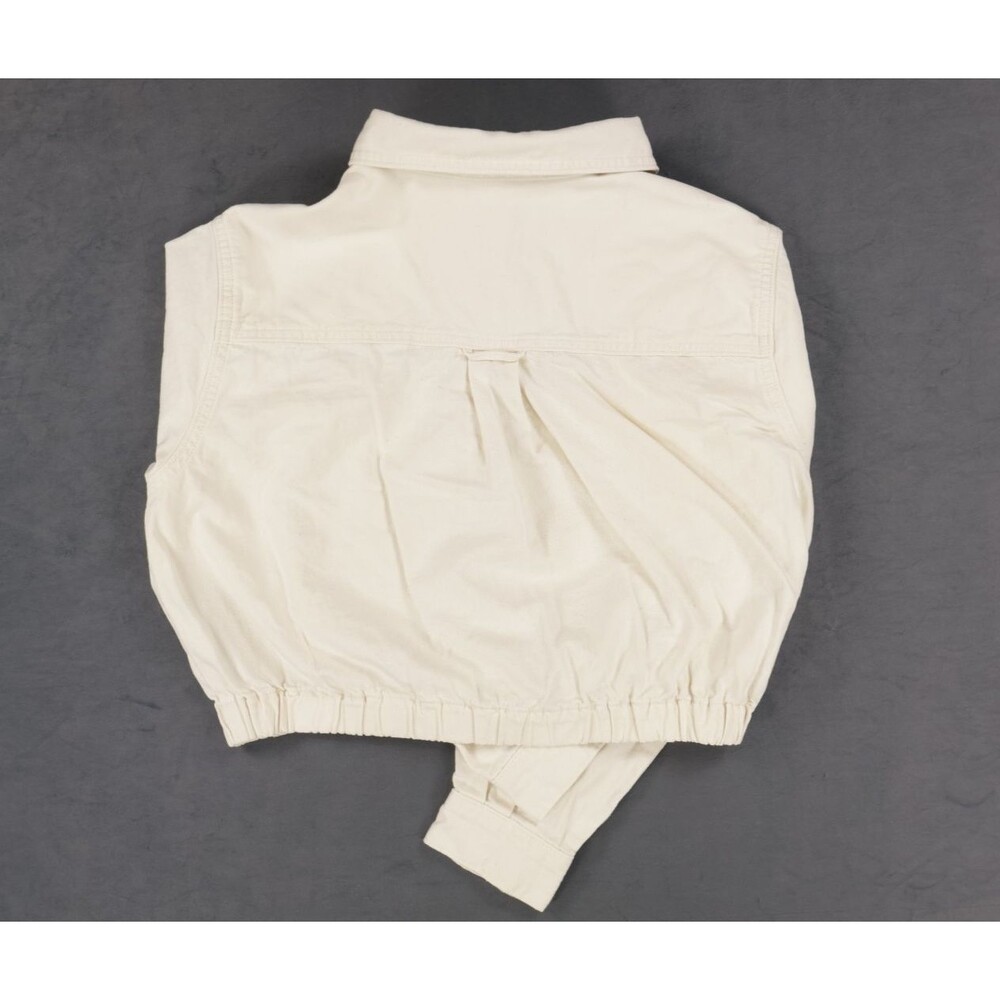 Levis Womens Medium Cream Off White Cropped Utility Jacket Shirt A1900-0001 M - Picture 2 of 10